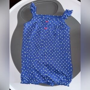 Carter's Blue Polka Dot Ruffle Romper with Snorkel Crab Appliqué